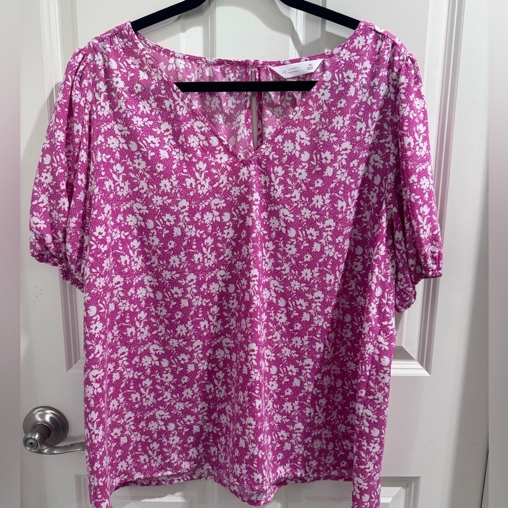 Lauren Conrad Floral Pink Women's Top size XL - Picture 1 of 3